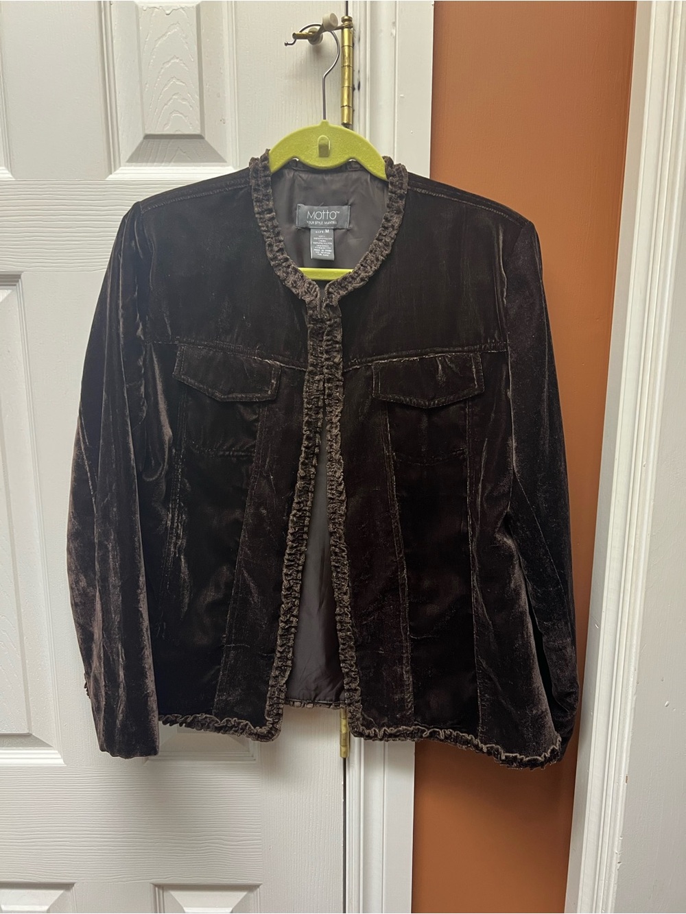 Motto Velvet Trim Brown Women's Blazer